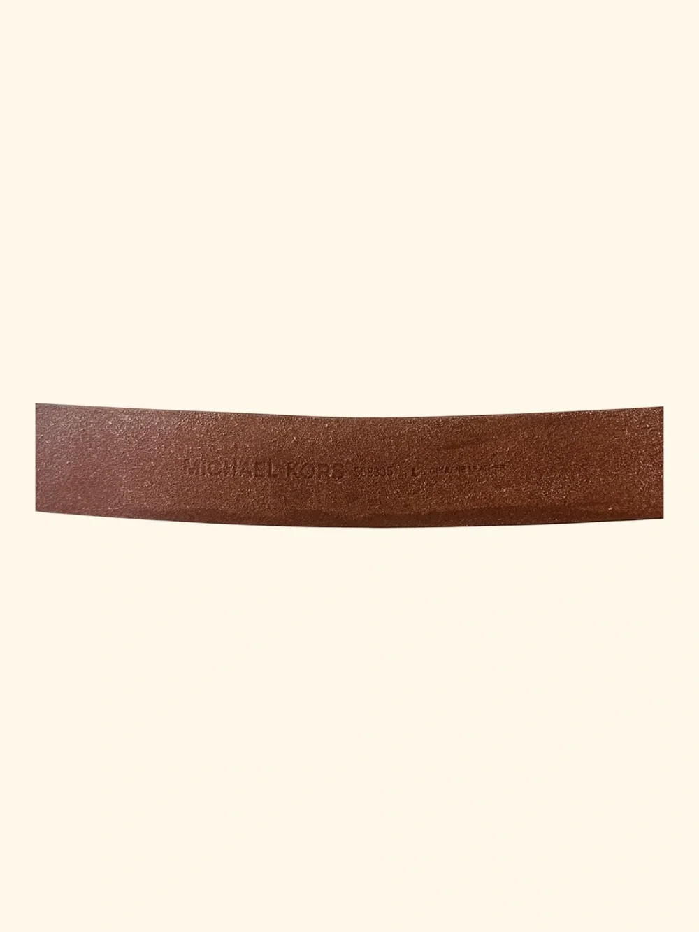 Michael Kors Women’s Brown Leather Belt with Gold MK Logo